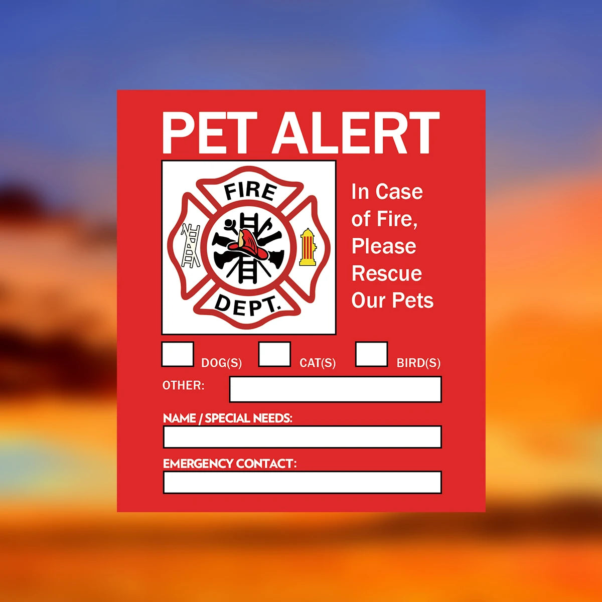Pet Alert Stickers Static Cling Window Decals Emergency Pets Rescue Sign (4 Pack)  Save My Pets in Case of Emergency Stickers