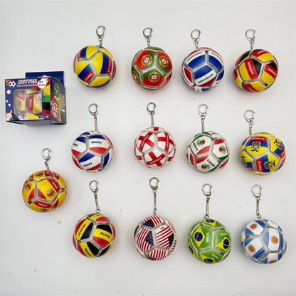 USA Mexico Canada All Country Flag Football Keychain Fidget Stress Ball Squishy Decompression Toy Anxiety Relief Fan Souvenir