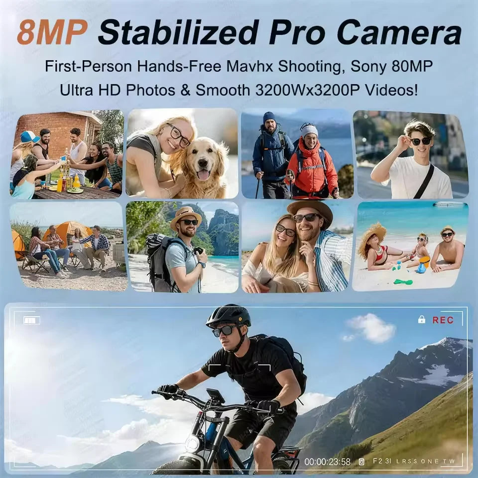 2026 AI Smart Glasses M02 Ultra 1080P HD Camera ChatGPT 3600mAh Charging Case Power Bank 32GB Translation Music Video Sunglasse