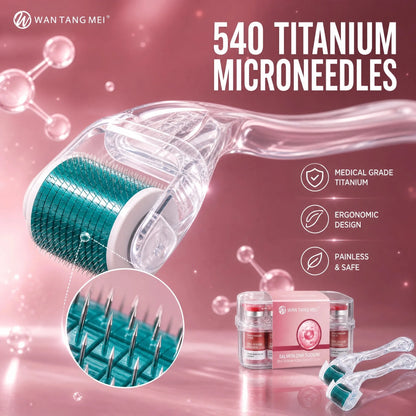 WANTANGMEI Sanwen Salmon DNA Sodium Serum with 0.25mm Micro-Needle Roller for Sensitive Skin: Hydrating and Anti-Aging Serum