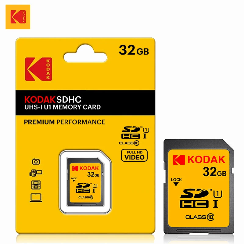 KODAK C10 SD Card C10 High Speed Flash Cards 32GB 64GB 128GB SDXC SDHC Class 10 Memory Card For DSLR Camera