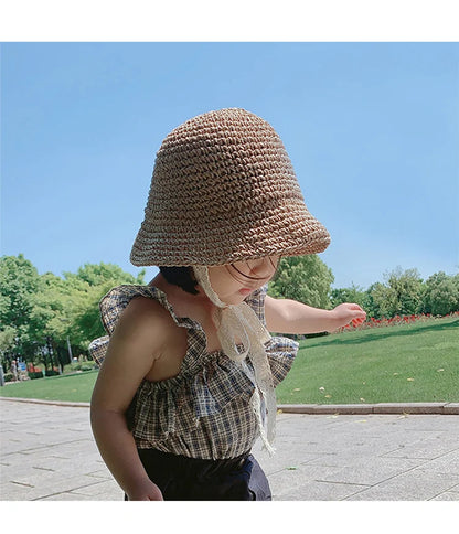 Korean style straw hat for little girls from 1 to 6 years old, sun protection, Korean style