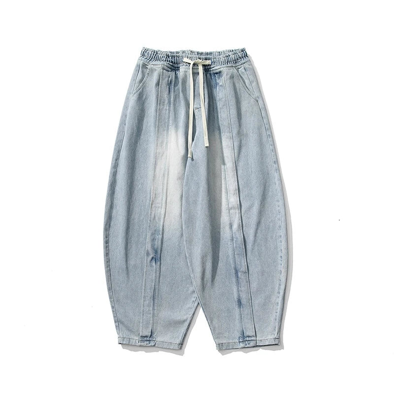 Baggy Cargo Jeans Trousers New Retro Loose Denim Harem Pants High Street Straight Loose Wide Leg Jeans Cowboy Lantern Pants
