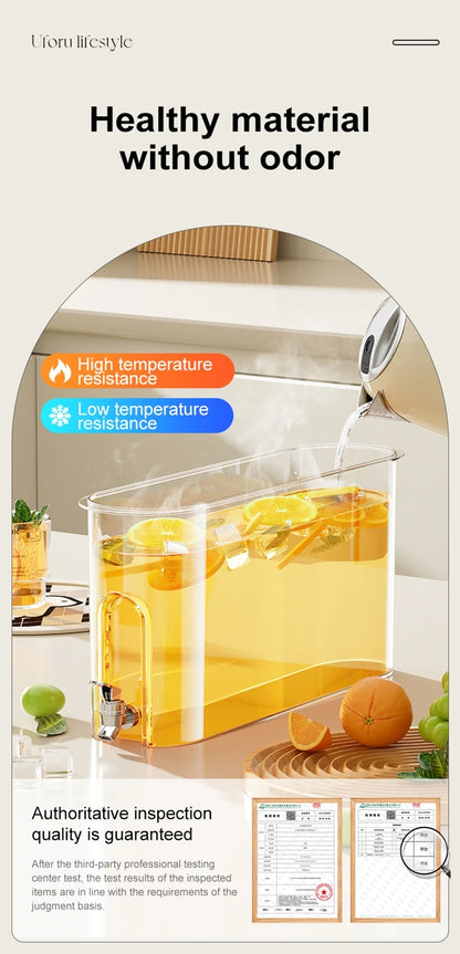 UFORU Leakproof Refrigerator Water Jug Large Capacity Food Grade Beverage Dispenser with Tap for Kitchen Fridge