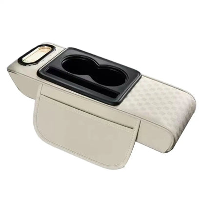 4 in 1 Car Center Console Armrest Cushion Height Increasing PU Leather Tissue Box Cup Holder Storage Pad Universal Fit
