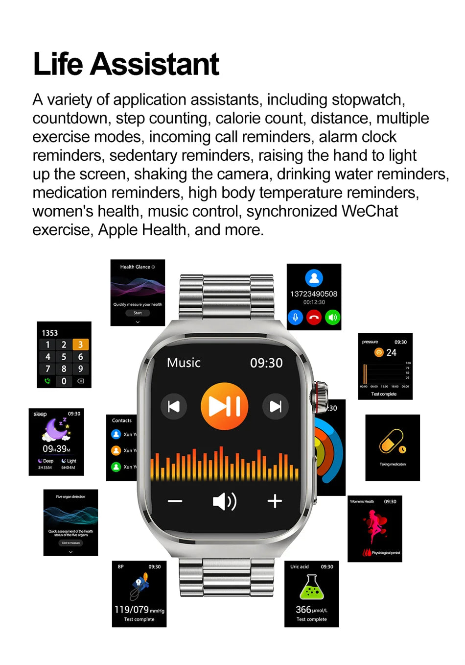 2026 New Professional-Grade Smart Watch Men ECG+PPG Uric Acid Body Fat Health Analysis IP68 Waterproof AMOLED Smartwatch Women