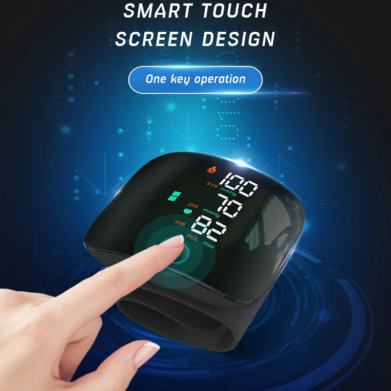New LED Wrist Blood Pressure Monitor Rechargeable English Voice Broadcast Sphygmomanometer Tonometer BP Monitor