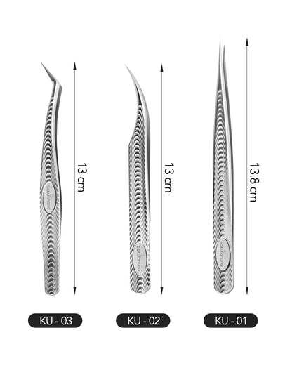 SAKURAHANA Anti-Static Eyelash Tweezers Professional High Precision Volume Extension Stainless Steel Anti-slip Makeup Tool