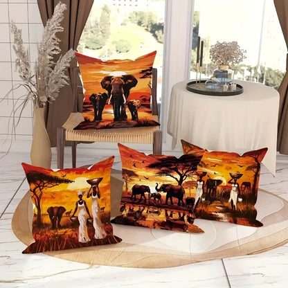 African elephant decorative pillowcase, pillowcase ultra-soft polyester material living room sofa back car pillowcase decoration