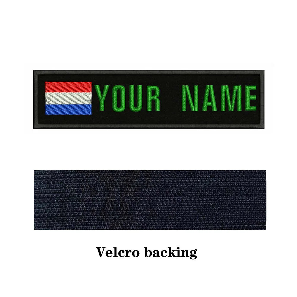 Dutch Flag Netherlands 10X2.5cm Embroidery Custom Name Text Patch Stripes Badge Iron On Or  Patches