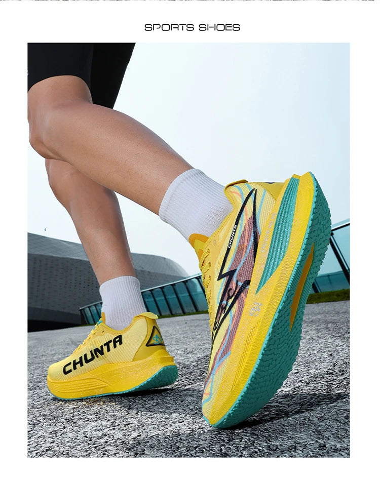 Men's and Women's Running Shoes Anti Slip and Shock-Absorbing Carbon Fiber Board Professional Marathon Chunta Sports Shoes