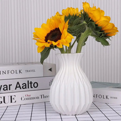 Plastic Vase White Imitation Ceramic Flower Pot Nordic Decor Wedding Home Table Outdoor Diy High Quality Gift Prop Bonsai Garden