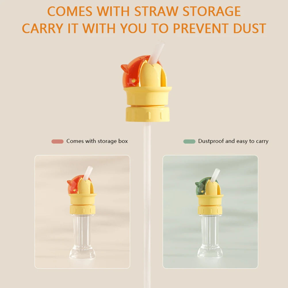 2-in-1 Children's Straw Lid,Reusable Leakproof Water Bottle Cap for Boys Girls,Portable Anti-Choking Spout Cap with Straw