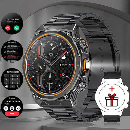 LIGE 2026 Nowy Zewnętrzny Wojskowy Zegarek Smartwatch z Baterią 400 mAh, Wodoodporność 5ATM, Latarka, Monitor Tętna, Tracker Sportowy dla Mężczyzn