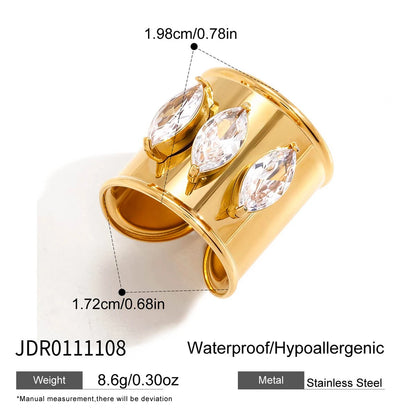 Youthway Delicate Horse Eye Shape Zircon Open Ring For Women 18K Gold PVD Plated Stainless Steel Ring Fashion Jewelry Gift