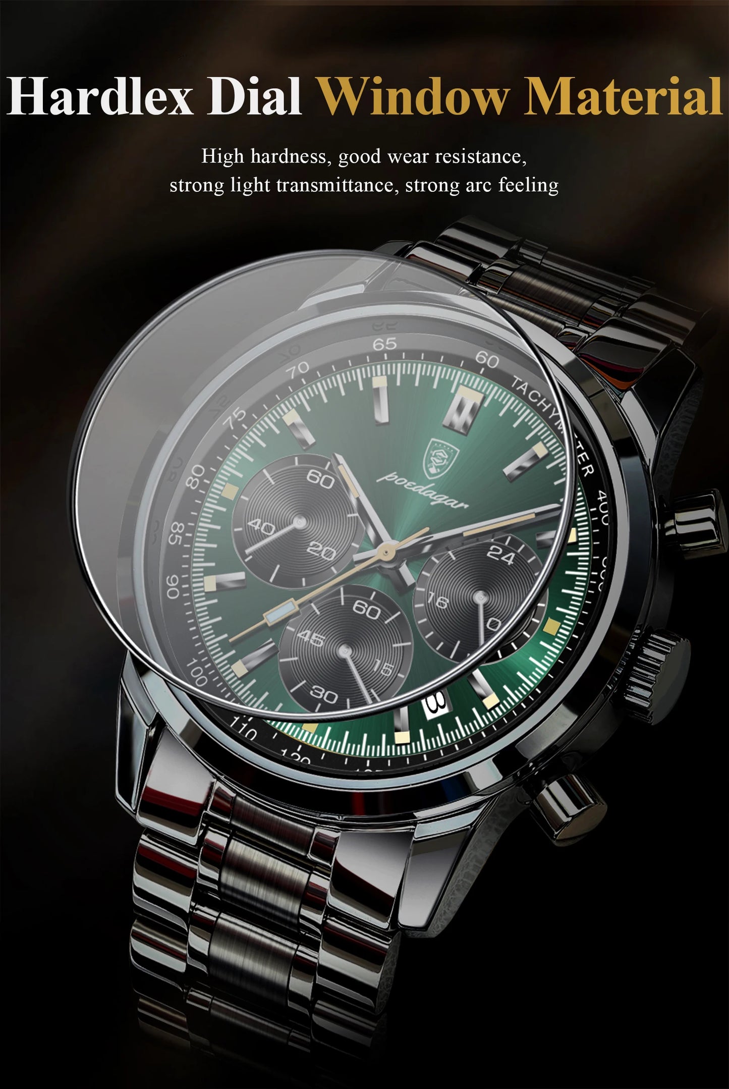 POEDAGAR Luxury Fashion Men Wristwatch Waterproof Luminous Chronograph Date Man Watch Stainless Steel Sport Quartz Men's Watches