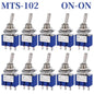 10PCS MTS-102 103 202 203 3Pins 6 Pins Mini Toggle Switch For Switching Lamp Light ON-OFF-ON /ON-ON Switch 6A 125VAC