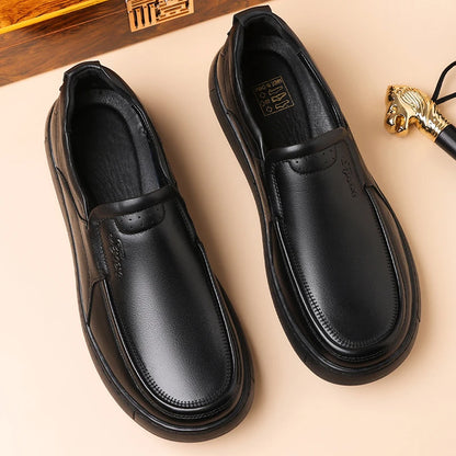 Men's Slip-On Loafers Comfortable Soft Bottom Casual Shoes Outdoor Anti-slip Breathable Slip-off Leather Shoes-HT2625