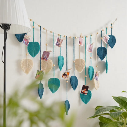 Handmade Woven Leaf Macrame Hanging Ornament Bohemian Cotton Rope Woven Walls Hanging Decoration For Bedroom Living Room Wall