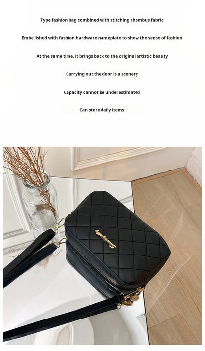 2025 roku damska mała torebka crossbody z frędzlami, modna haftowana damska torebka na ramię w kratę, modna torebka crossbody na łańcuszku
