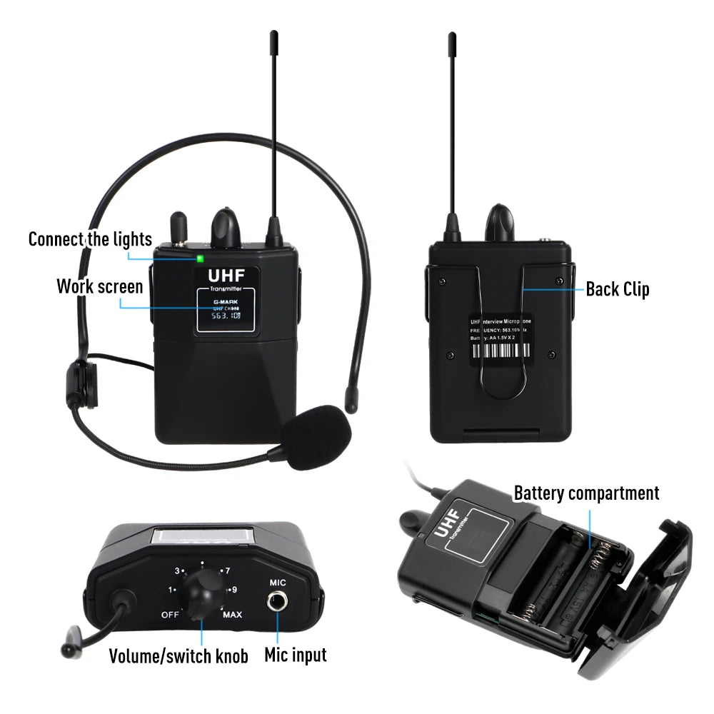 Wireless Transmitter System G-MARK GX100 Professional UHF headset Mic 50M For Party Show Stage Wedding Church