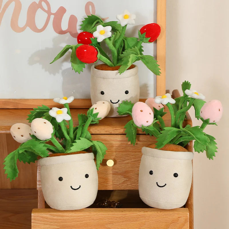 Green Plant Potted Plants Lily Flowers Strawberries Lotus Flowers Persimmons Morning Glory Ornament Soft Birthday Gifts Decor