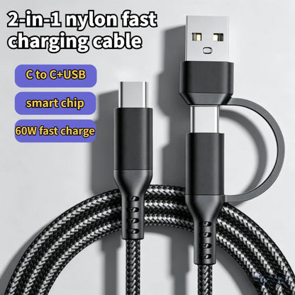 60w C To C Line Two-In-One Charging Cable USB To Type-c 1m/3m Suitable For Mobile Phones And Tablets Fast Charging Data Cable