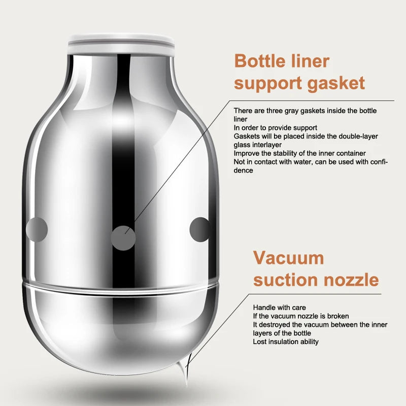 1Pc 1000ML Thermos Bottle Nordic Thermos For Hot Water Intelligent Water Heater Kettle Jug Bottle Vacuum Flask Wooden Handle