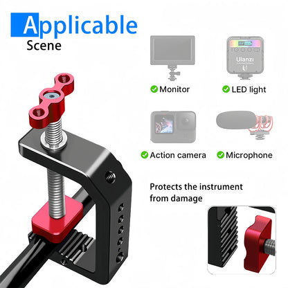 Lanxire C Clamp Camera Clamp Mount with 1/4’’ and 3/8’’ Threaded Holes - 2.44 Inch Jaw Opening - Max Load 12lb/5kg