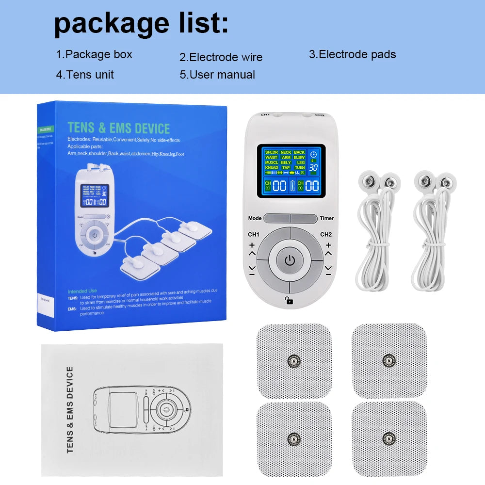 12-Mode TENS Pulse Physiotherapy Machine Full Body Back Massager 40-level Muscle Electrostimulator Relaxation Treatment Health