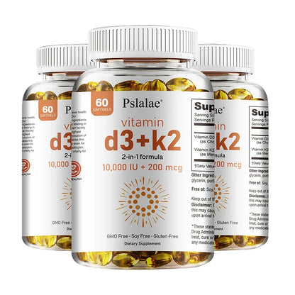 Vitamin D3 10000 IU with K2 200 Mcg, 120 Soft-Gels | 2 in 1 Immune Support, Healthy Muscle Function and Bone Health