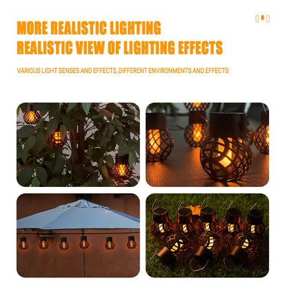 Solar LED Outdoor Flame Effect Hanging Lantern Out Waterproof Garden Decoration Lamp Solar Fairy Light For Patio Garden Yard