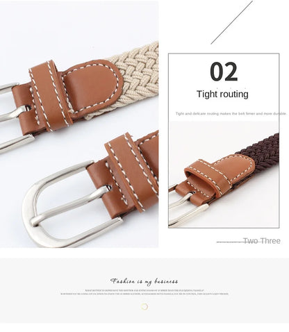 2.5cmx100cm Unisex Extended Elastic Knitted Thin Belt Women's Needle Button Canvas Jeans Student  Canvas Elastic Belt for Women