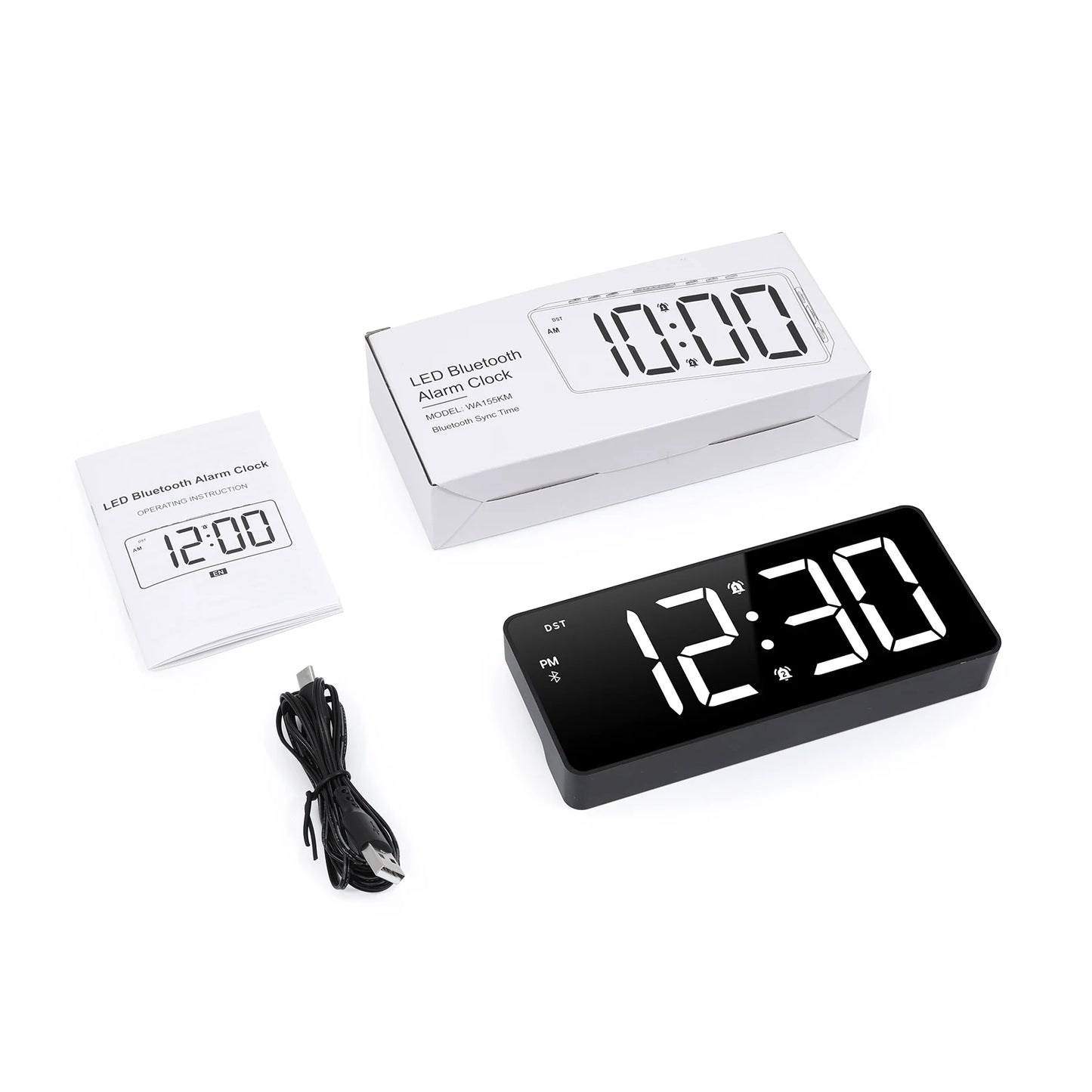 ORIA 7'' LED Alarm Clock with Bluetooth Sync Time Digital Alarm Clock with Dual Alarm & 5 Brightness Levels for Home Office Use