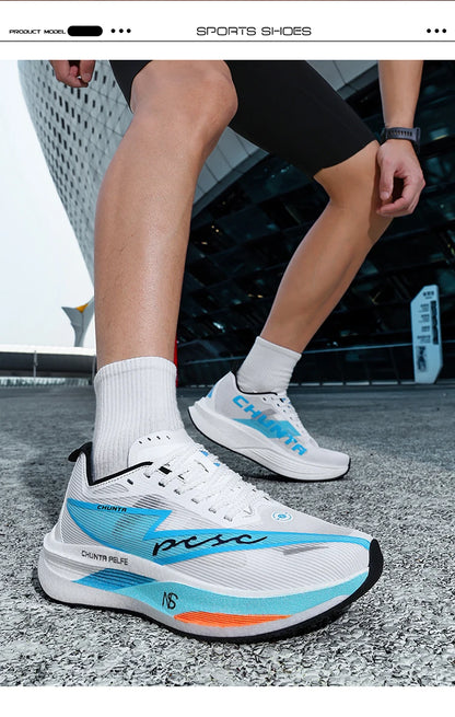 Men's and Women's Running Shoes Anti Slip and Shock-Absorbing Carbon Fiber Board Professional Marathon Chunta Sports Shoes
