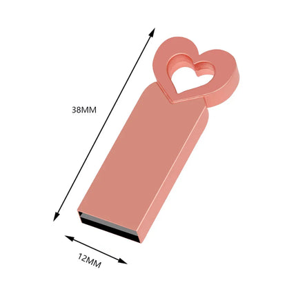 High Speed USB Flash Drives 64GB Cute Heart Pen Drive 32GB Rose Gloden Memory Stick Real Capacity Pendrive Creative gift