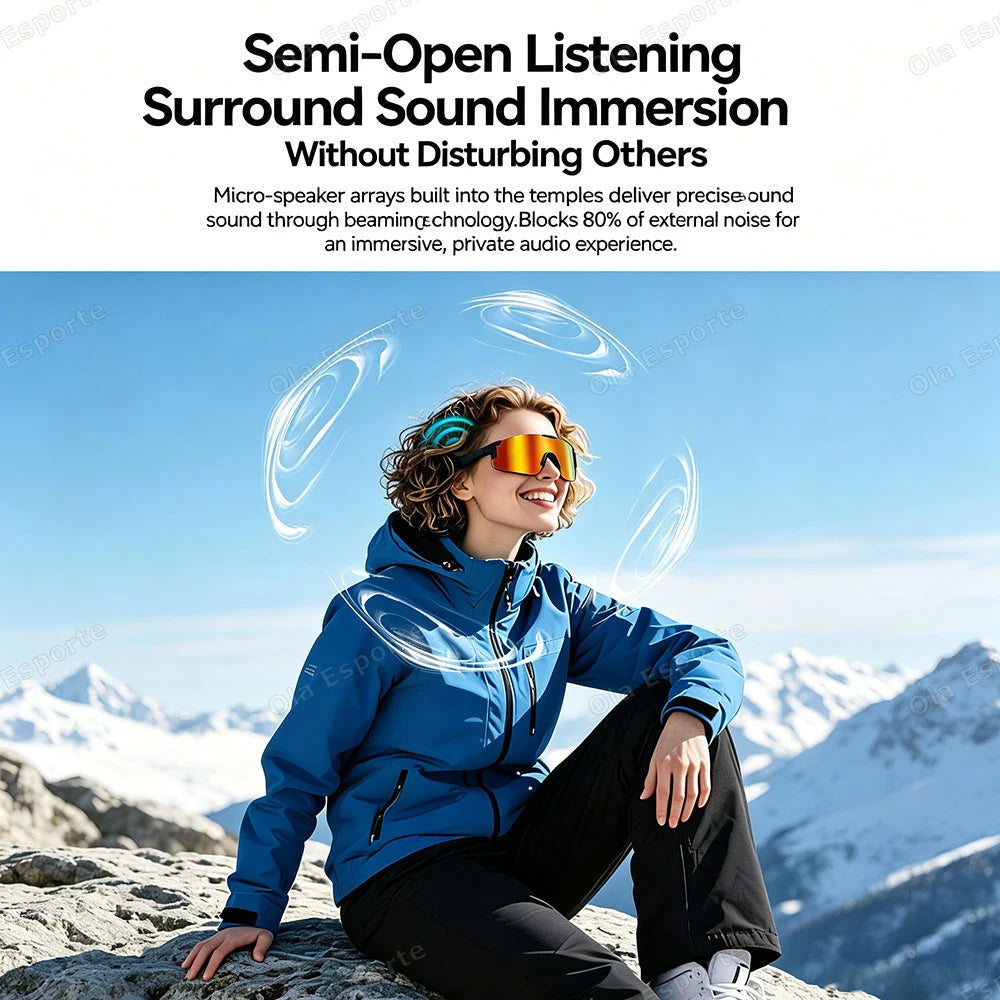 Smart Cycling Glasses Men Bluetooth UV400 Polarized Sunglasses Man AI Voice Intelligent Headphones Call Music Play Camera Remote