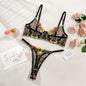 2-Piece Floral Lingerie Set Sheer Embroidery Underwear Intimates Underwire Push-up Versatile Bra Panty Set For Lady Girl