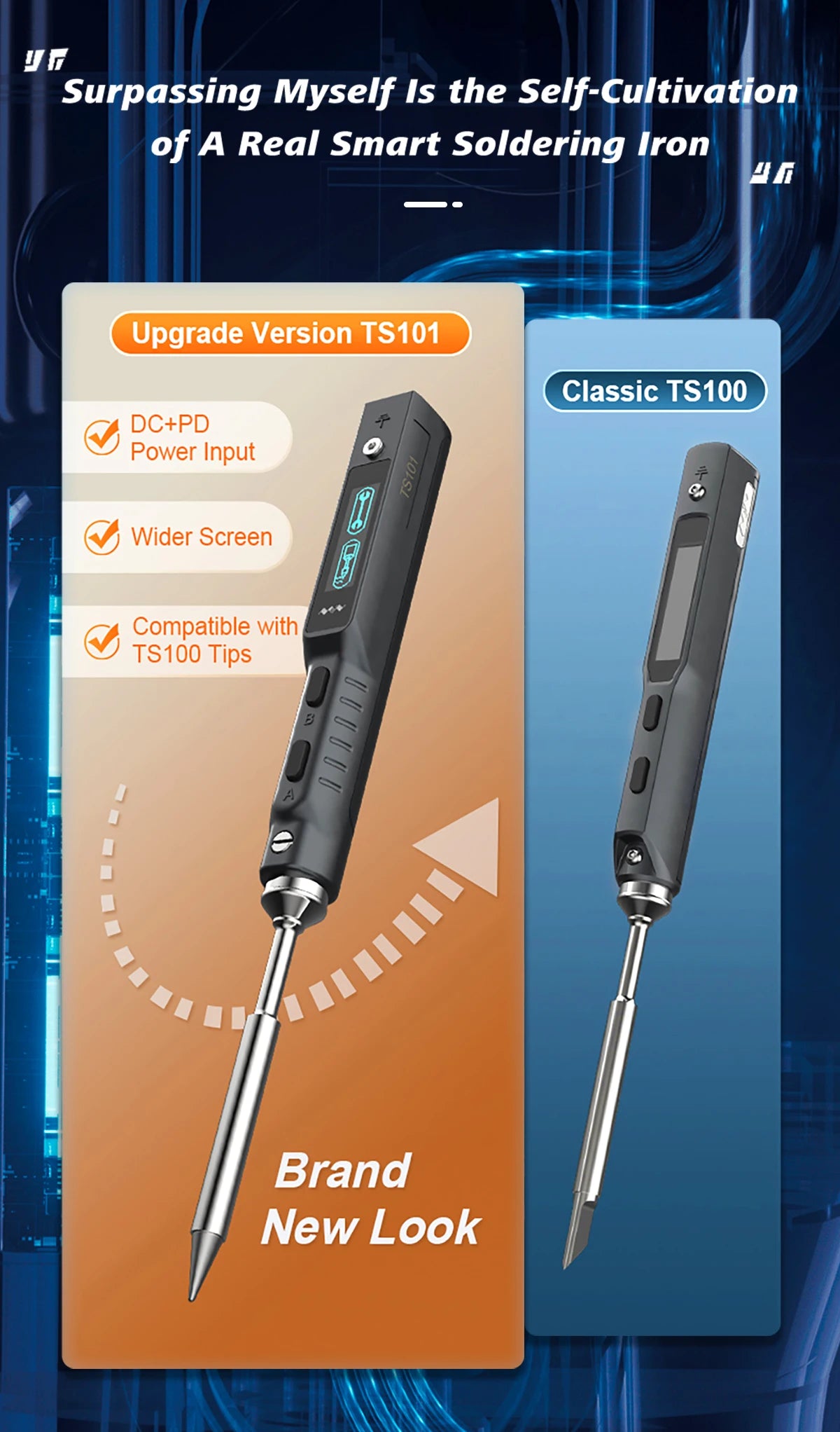 Original TS101 Electric Soldering Iron Adjustable Temperature USB Portable Digital Welding Station 65W Mini TS100 Upgraded