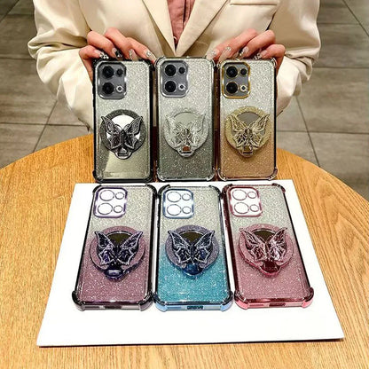 Glitter Mirror Butterfly Bracket Magnetic Holder Case for vivo V50 Lite vivo V50 V60 V40 V30 Lite V30 Pro Shockproof Clear Cover