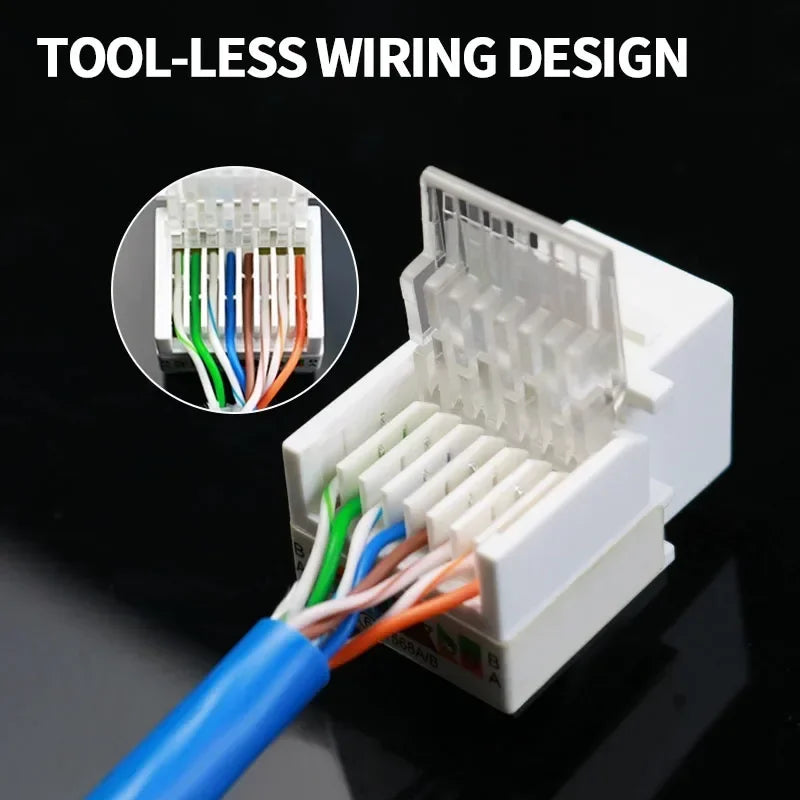 10/100Pcs Tool-Free Keystone Jack CAT5E  RJ45 Ethernet Wall Plate - U/UTP Network Module Adapter for Home/Office/Data Center