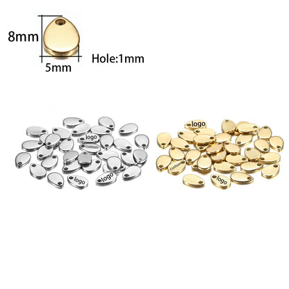50-200pcs Custom Pendant Laser Engrave Name LOGO Stainless Steel Personalized Necklace Extend Chain Tail Tag Jewelry Charm
