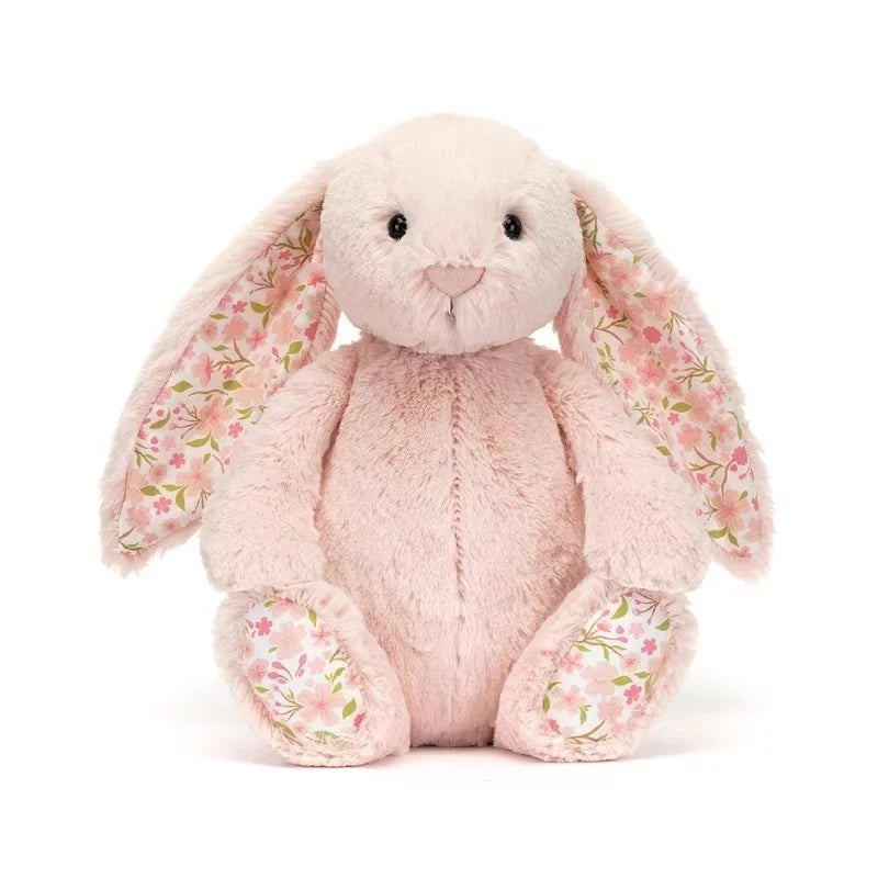 JC Bonnie Rabbit Plush Toy with Floral Ears Kawaii Stuffed Doll Soft Sofa Cushion Kids Birthday Gift Room Decor