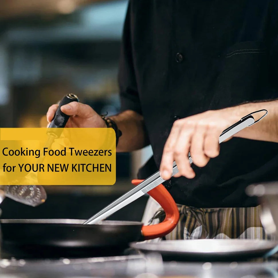 12inch Kitchen Tweezers Fine Tweezer Tongs Extra-Long Stainless Steel Cooking Tweezers for Kitchen Food Cooking Sea Food and BBQ