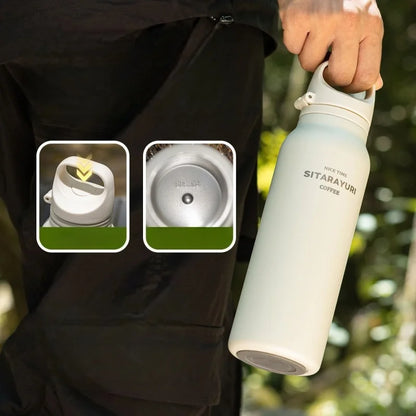 JUSTINLAU 600ML Insulated Bottle with Pop-up Lid Stainless Steel Keep Hot＆Cold Thermal Mug Outdoor Sports/Travel Water Cups