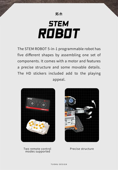 Multi-Axis mechanical Arm Programmable Building Blocks 5 in 1 robot Remote Control toys Interactive STEM Learning children gift