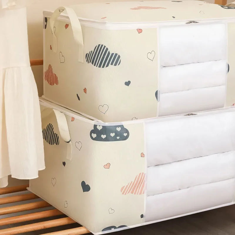 1pcs Quilt Storage Bag Dust-proof Wardrobe Quilt Clothes Organizer Household Blanket Zipper Sorting Bags Moving Bag Storage Bags