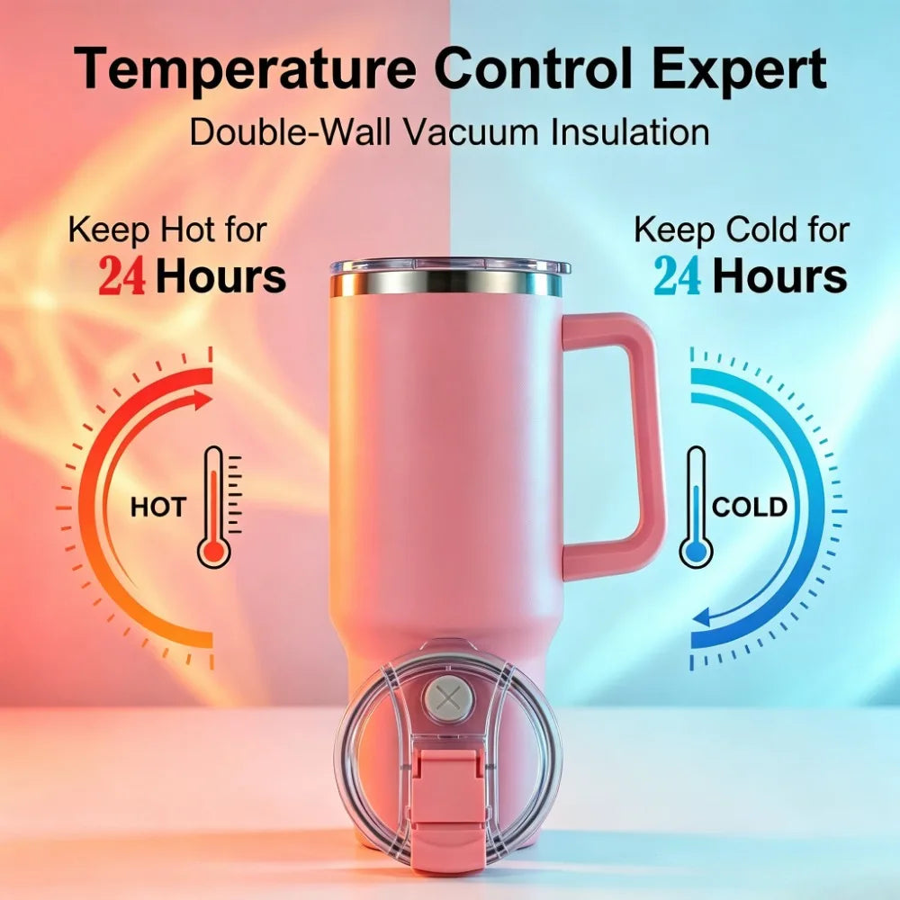 Custom Water Bottle Outdoor Thermos Portable 304 Stainless Steel Coffee Thermal Mug with Straw Tumbler Vacuum Flasks Cold & Hot