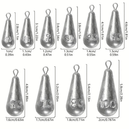 5pcs/20pcs 10g-100gFishing Weights Sinkers Teardrop-shaped hook-ring sinker for fishing Fishing tackle Casting Drop Shot Weights