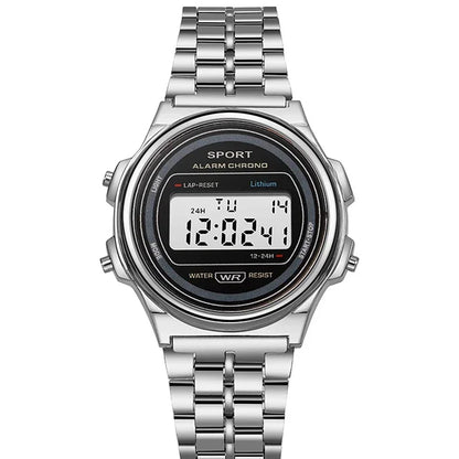 YIKAZE Steel Men's Watch Classic Business Men Digital Watches Alarm Chrono Electronic Wristwatch Sports Clock for Man Women